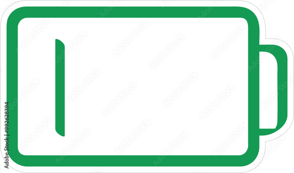 Green Battery Icon Indicating Low Power in Minimalist Style Green Battery Icon Indicating Low Power in Minimalist Style