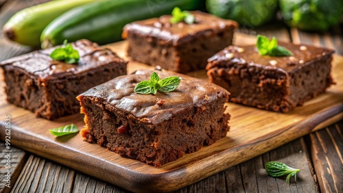 Delicious Zucchini Brownies Freshly Baked for a Healthy Dessert Option or Guilt-Free Indulgence