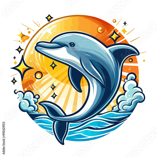 Vector dolphin jumping out of the water