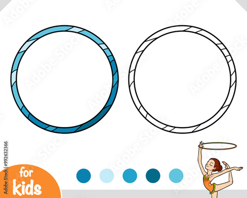 Coloring book for kids, Rhythmic gymnastic hula hoop