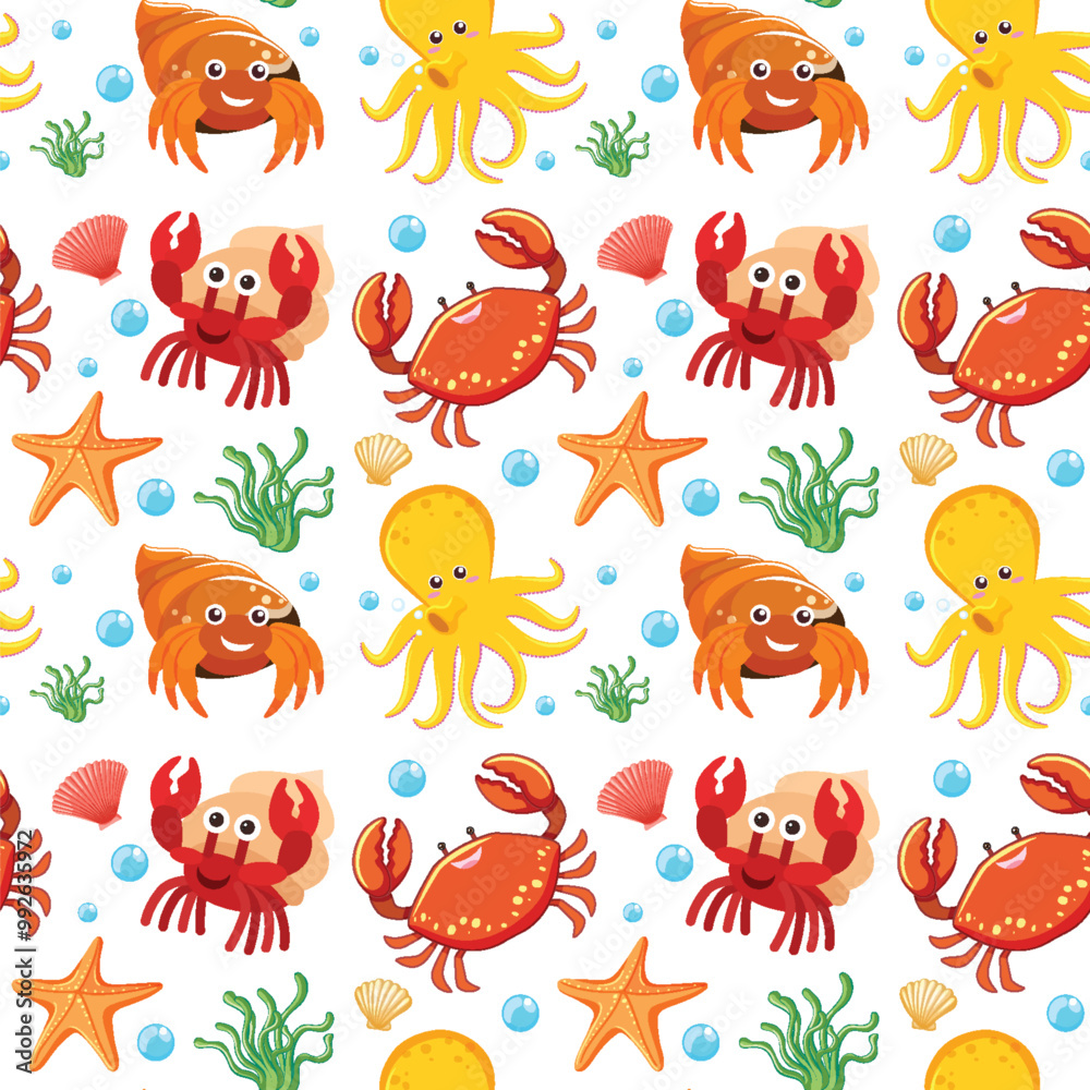 Obraz premium Colorful Marine Life Pattern