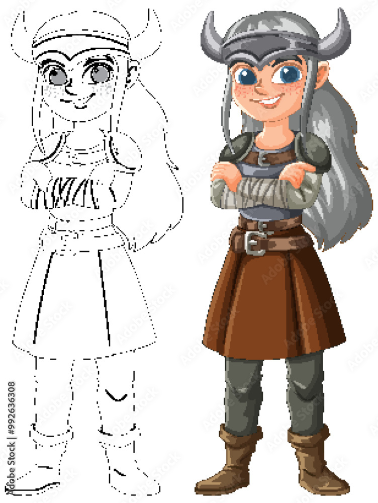 Naklejka premium Confident Viking Warrior Illustration