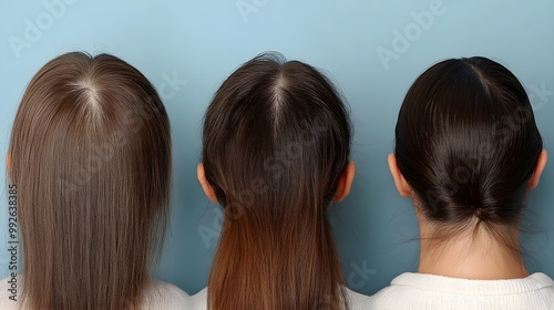 Hair restoration journey, showing a thinning crown before hair loss treatment and dense hair regrowth after completing the process