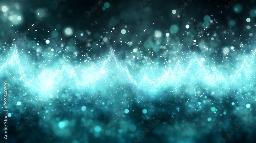 Obraz premium Soft Teal Sound Wave Pattern Design