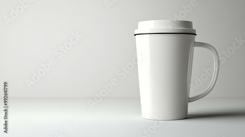 A travel mug placed against a white background with space for custom design