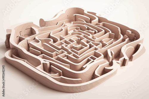 illustration of a simple cartoon edge maze from the top perspective, on a white background