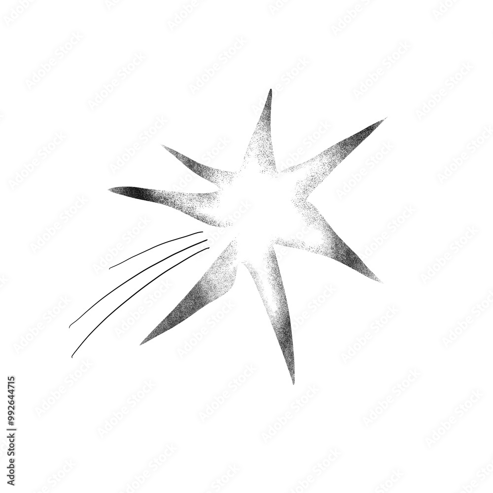A minimalist stencil illustration of a shooting star with a long tail. Black ink creates a modern and elegant design in stencil printing style. A minimalist stencil illustration of a shooting star with a long tail. Black ink creates a modern and elegant design in stencil printing style.