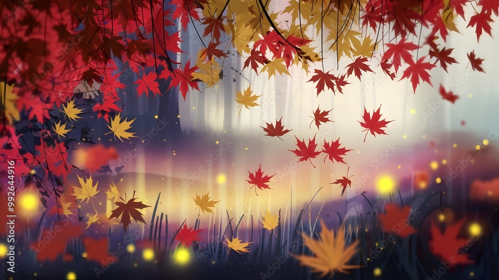 Autumn falling leaves beautiful nature illustration background. Autumn falling leaves beautiful nature illustration background.