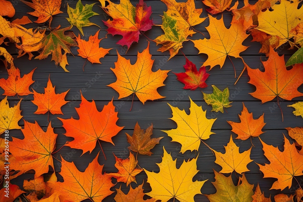 Fototapeta premium Colorful Autumn Leaves Background with Bright Orange and Yellow Foliage