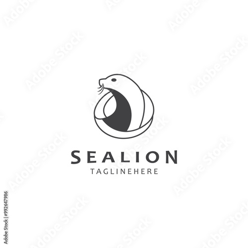 Sea lion mammal logo design animal sea illustration template