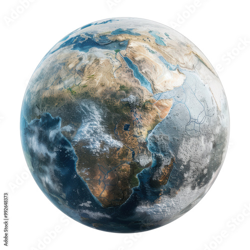 Earth Planet Solar System Isolated on Transparent or White Background, PNG