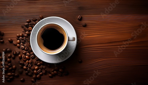 coffee and beans on the top view table