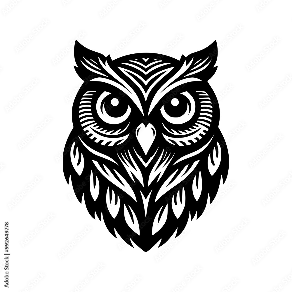 Vector logo of an owl head isolated on a white background. Can be used for logos, tattoos, emblems. Vector logo of an owl head isolated on a white background. Can be used for logos, tattoos, emblems.
