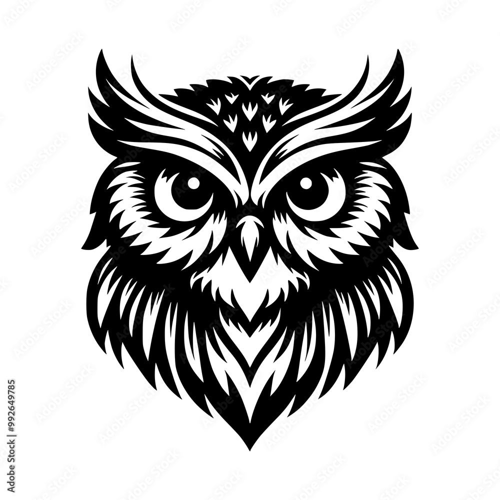 Vector logo of an owl head isolated on a white background. Can be used for logos, tattoos, emblems. Vector logo of an owl head isolated on a white background. Can be used for logos, tattoos, emblems.