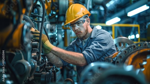 Technician showcasing technical skills with tools and machinery