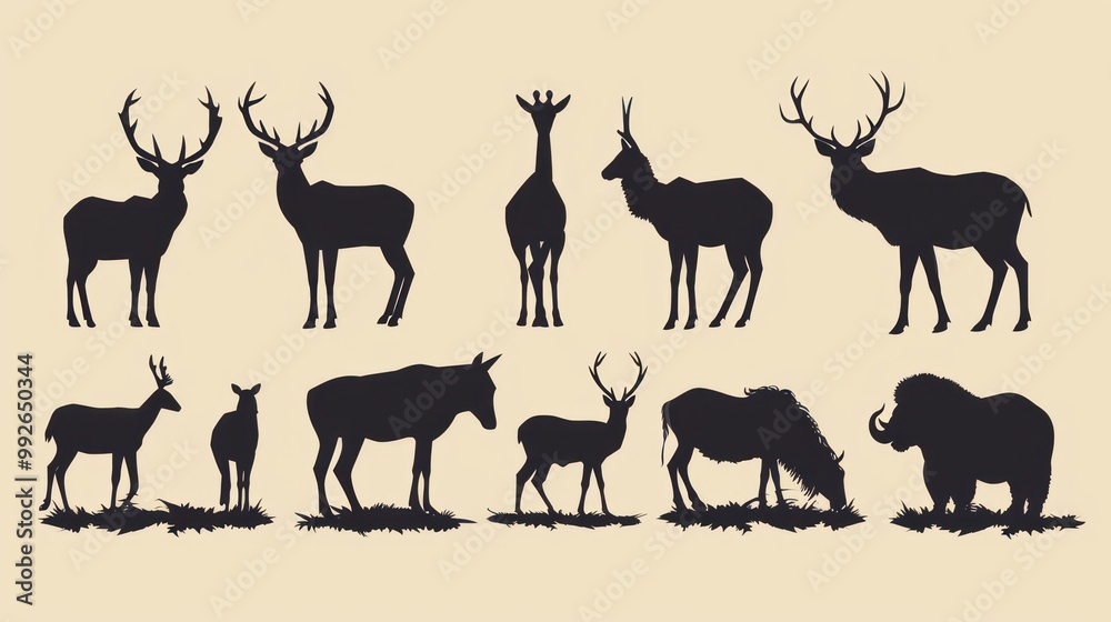Vector silhouettes of wild animals Vector silhouettes of wild animals