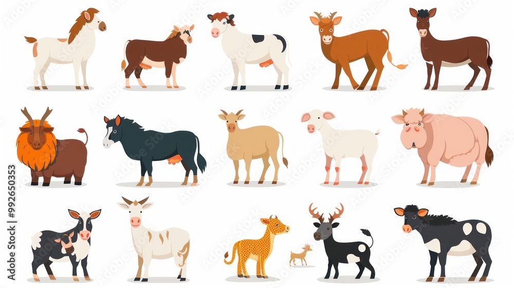 Vector icons of farm animals for a website Vector icons of farm animals for a website