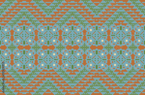 Scandinavian Traditional Indian Melodic Patternfolk Embroidery, Aztec Geometric Ornament Print. Design for Carpet, Wallpaper, Clothing, Wrapping, Fabric