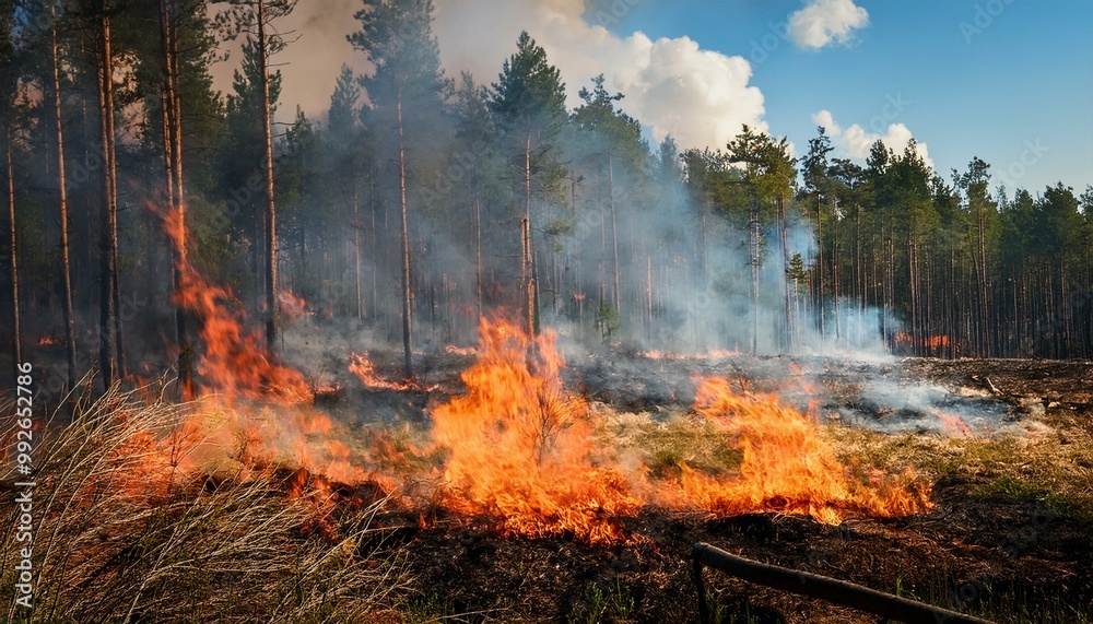 fire and smoke with forest in nature for deforestation, climate change and ecology fire and smoke with forest in nature for deforestation, climate change and ecology