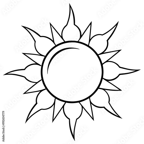 sun is in the sky line art illustration 