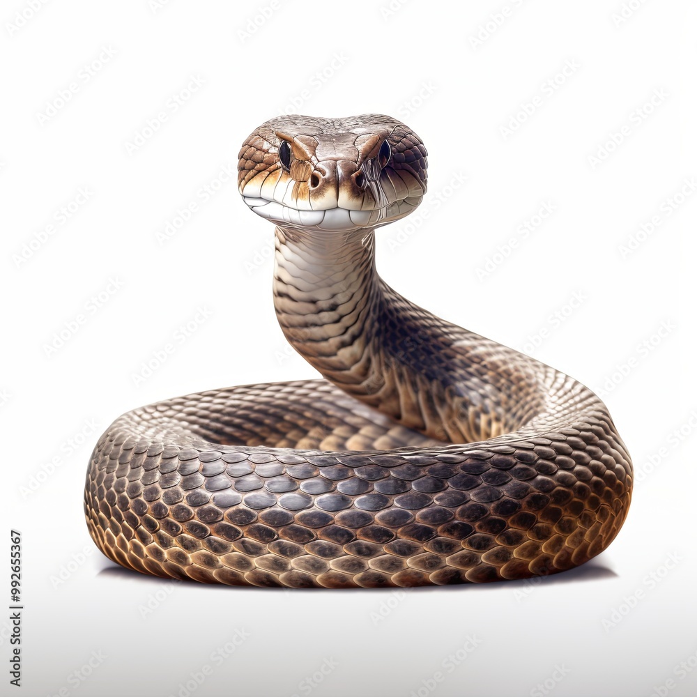 Fototapeta premium Brown snake on white background