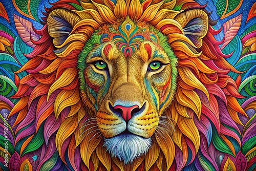 Detailed Lion Coloring Page for Kids and Adults, Perfect for Relaxation and Creative Expression