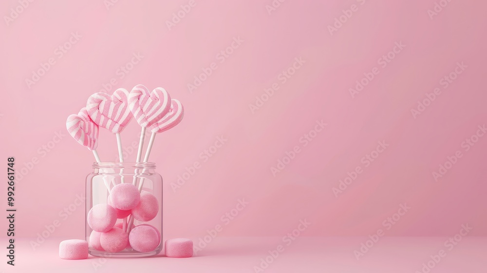 Cute 3D lollipops in a jar, colorful and fun Cute 3D lollipops in a jar, colorful and fun