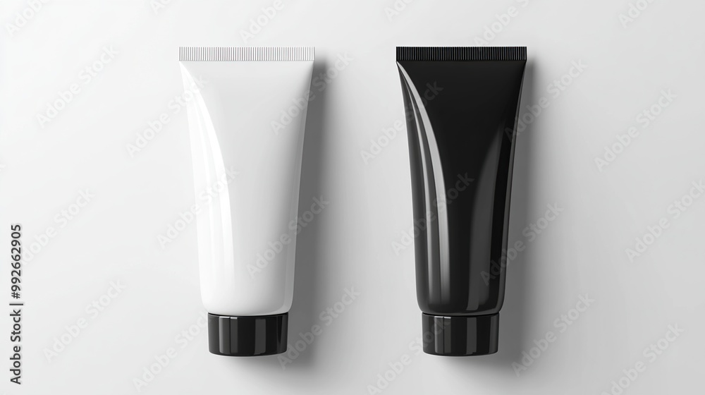 Black and White Cosmetic Tubes Mockup Black and White Cosmetic Tubes Mockup