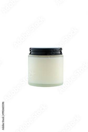 White glass jar isolated on white background