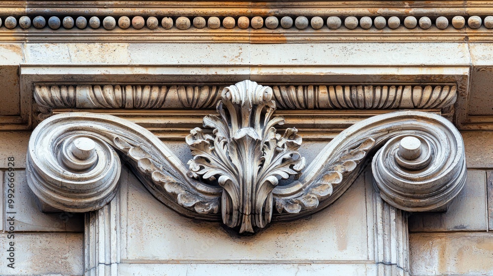 Naklejka premium Close-Up of Architecture Detail, Showing Intricate Design Elements and Features