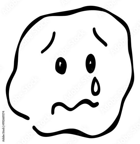 Hand-drawn emojis and emoticons expressing sadness, crying, and tears. These materials, drawn in a pen-drawing style, feature simple and cute designs.