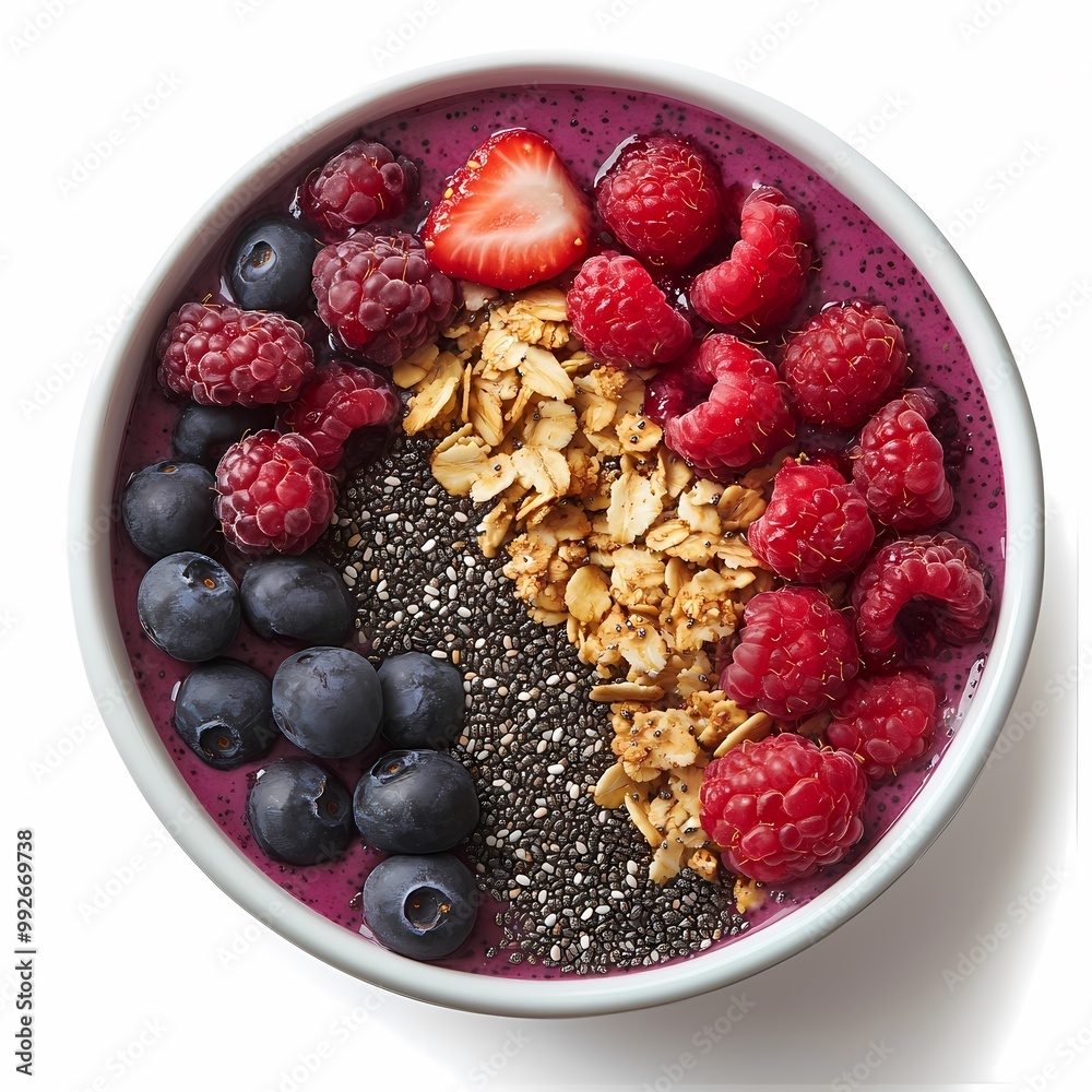 Colorful Smoothie Bowl with Fresh Berries and Chia Seeds Colorful Smoothie Bowl with Fresh Berries and Chia Seeds