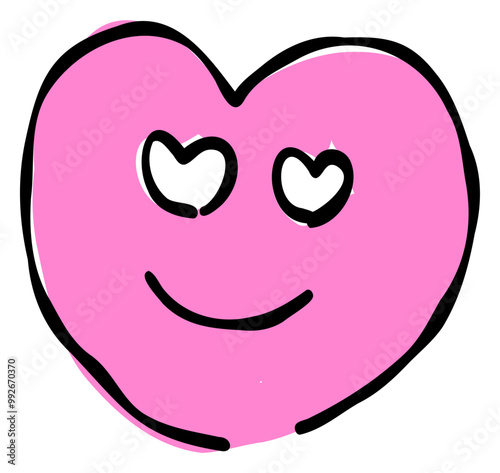 A hand-drawn heart face emoji. Features a simple and cute pink-based design. Stylish and versatile for various scenes.
