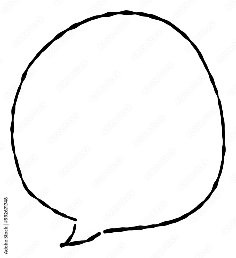 A hand-drawn round speech bubble. Features a simple and easy-to-use design, perfect for emphasizing messages or comments. A hand-drawn round speech bubble. Features a simple and easy-to-use design, perfect for emphasizing messages or comments.