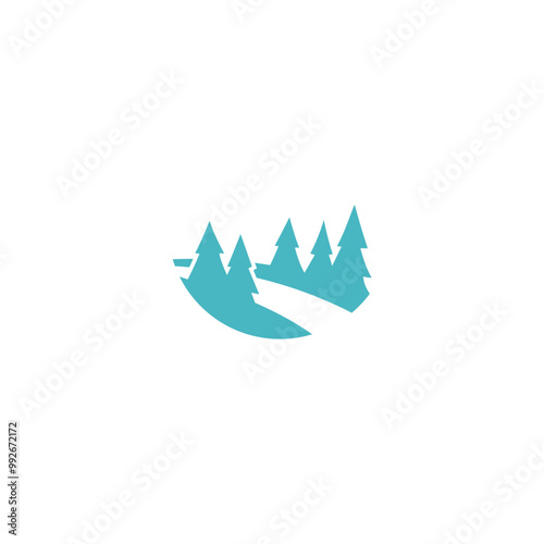 pine tree logo vintage with river creek vector 