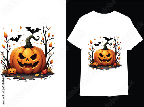 Happy Halloween unique pumpkin t shirt design vector illustration photo