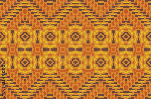 Abstract Traditional Indian Melodic Patternfolk Embroidery, Aztec Geometric Ornament Print. Design for Carpet, Wallpaper, Clothing, Wrapping, Fabric