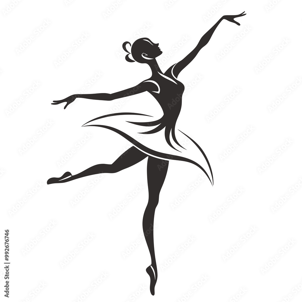 Elegant Ballet Dancer Silhouette for Performing Arts and Dance vector art illustration Elegant Ballet Dancer Silhouette for Performing Arts and Dance vector art illustration