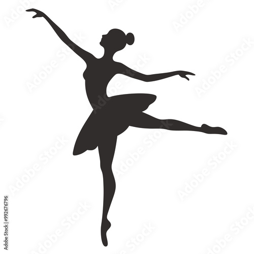 Elegant Ballet Dancer Silhouette for Performing Arts and Dance vector art illustration