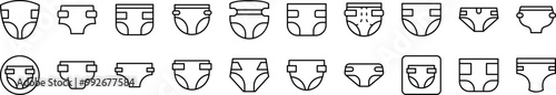 Diapers Related Line Icons for Web Sites, Books, Cards, Apps. Editable Stroke. Suitable for Web Sites, Books, Cards, Apps