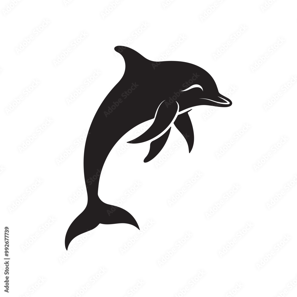 Naklejka premium Jumping Dolphin Silhouette