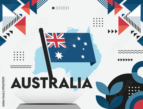 Australia day banner design for 26th of January. Abstract geometric banner for the national day of Australia, Australian flag theme background photo