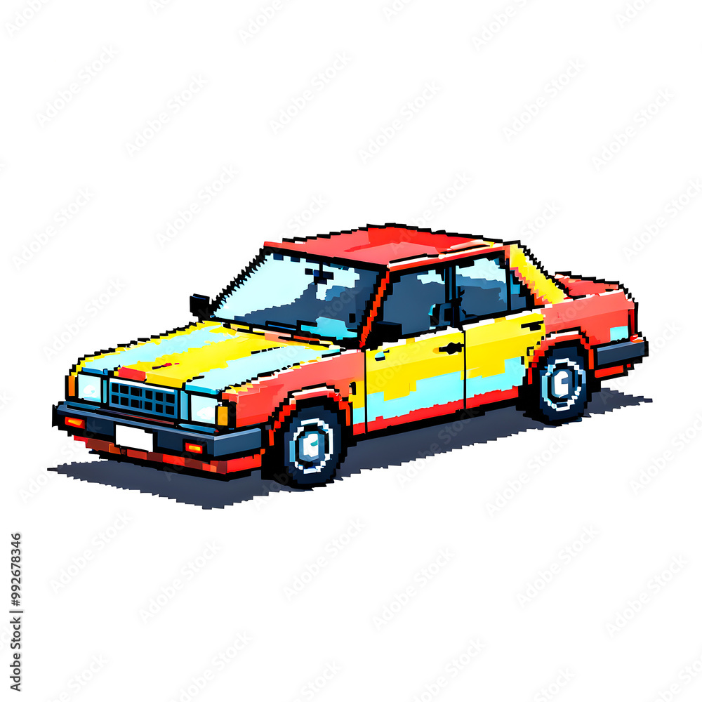 Pixel art car on white background. vector illustration. Pixel art car on white background. vector illustration.