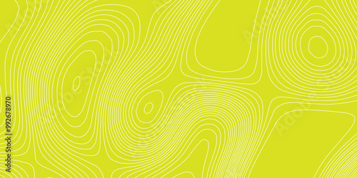 Abstract pattern with swirls white wave paper curved reliefs yellow background, modern background seamless pattern with topographic map geographic mountain relief diagram. 