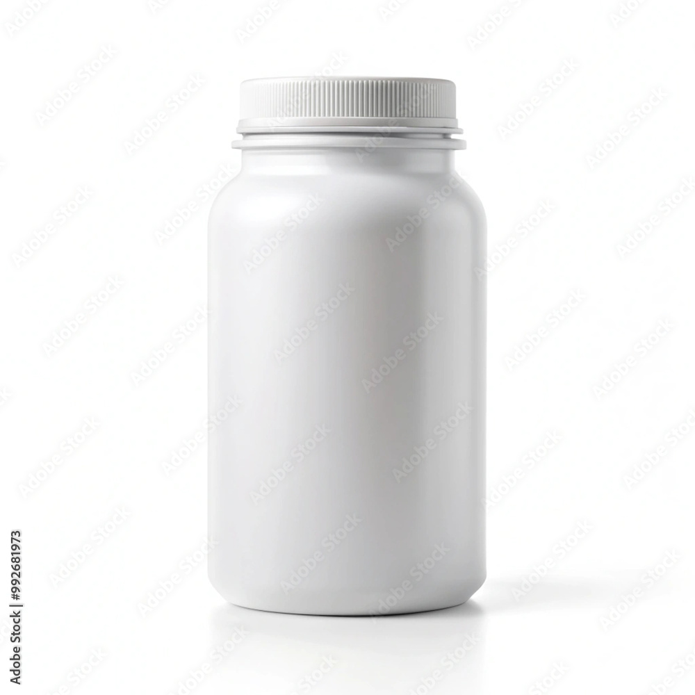 An empty white plastic bottle set against a vibrant green backdrop, ideal for showcasing health, beauty, or cleaning products in a fresh manner. An empty white plastic bottle set against a vibrant green backdrop, ideal for showcasing health, beauty, or cleaning products in a fresh manner.