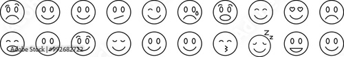 Smile Simple Isolated Line Icons Collection. Editable Stroke. Suitable for Web Sites, Books, Cards, Apps