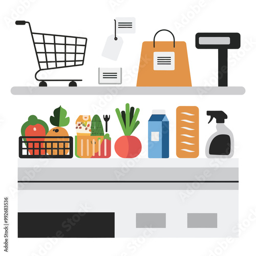illustrations vector sale offer supper market items icon  for juice and basket ,label ,price , fruits , others 
