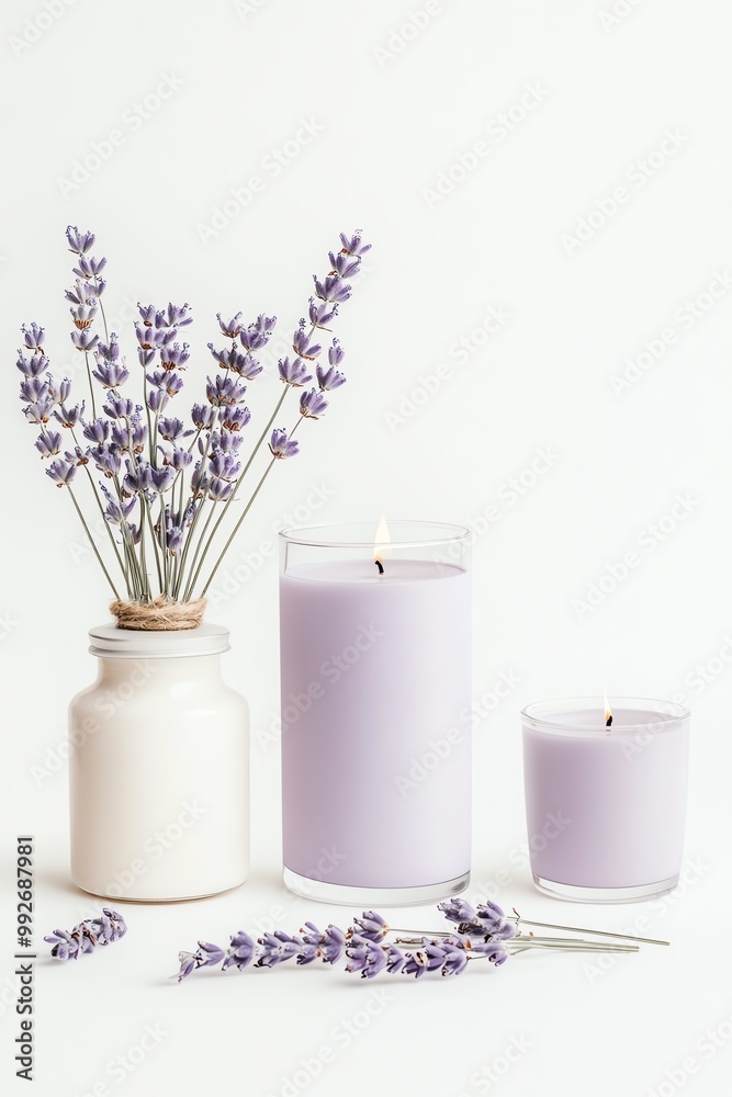 A modern, stylish ecommerce website about artisanal candles, concept with a clean layout and a soft lavender color palette No text or logos should appear in the image A modern, stylish ecommerce website about artisanal candles, concept with a clean layout and a soft lavender color palette No text or logos should appear in the image