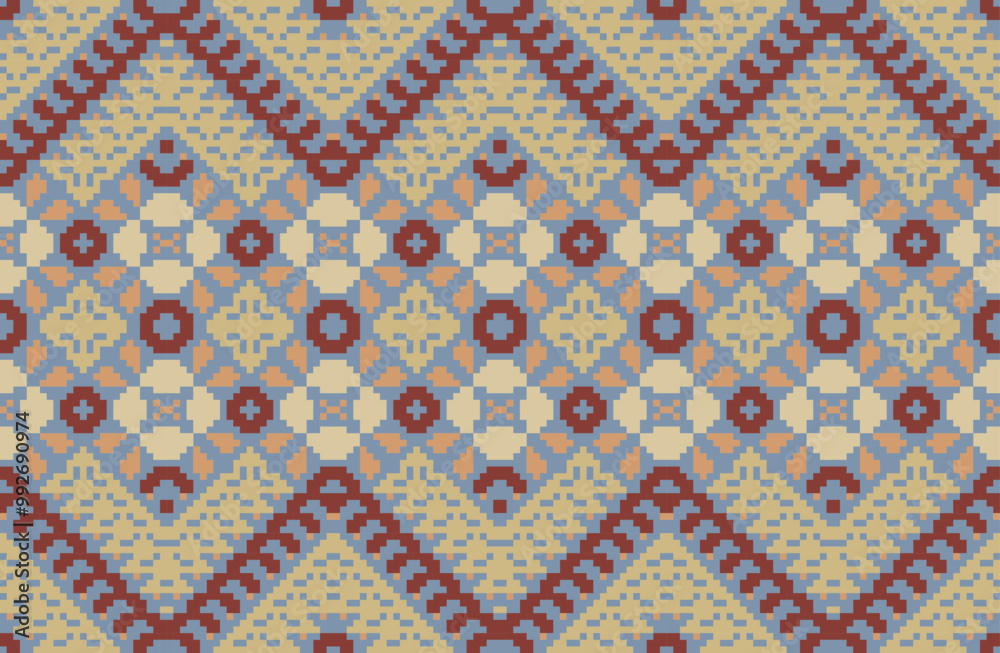 Persian Simple Arabic Geometric Patternfolk Embroidery, Aztec Geometric Ornament Print. Design for Carpet, Wallpaper, Clothing, Wrapping, Fabric