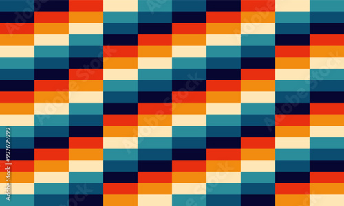 70's year themes color grid repeat pattern, replete image design for fabric pattern or wallpaper, step stair